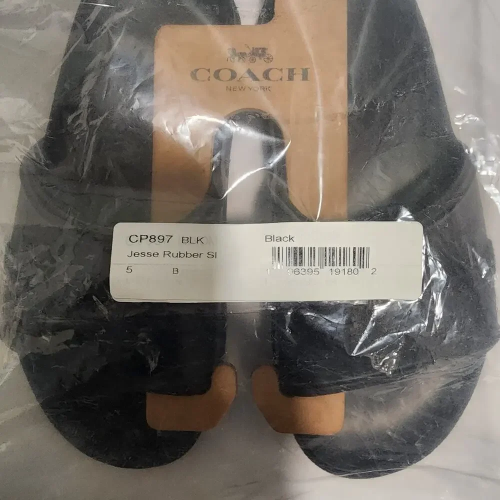 NWT Coach CP897 Jesse Rubber Slides in Black Size 5B US Women's